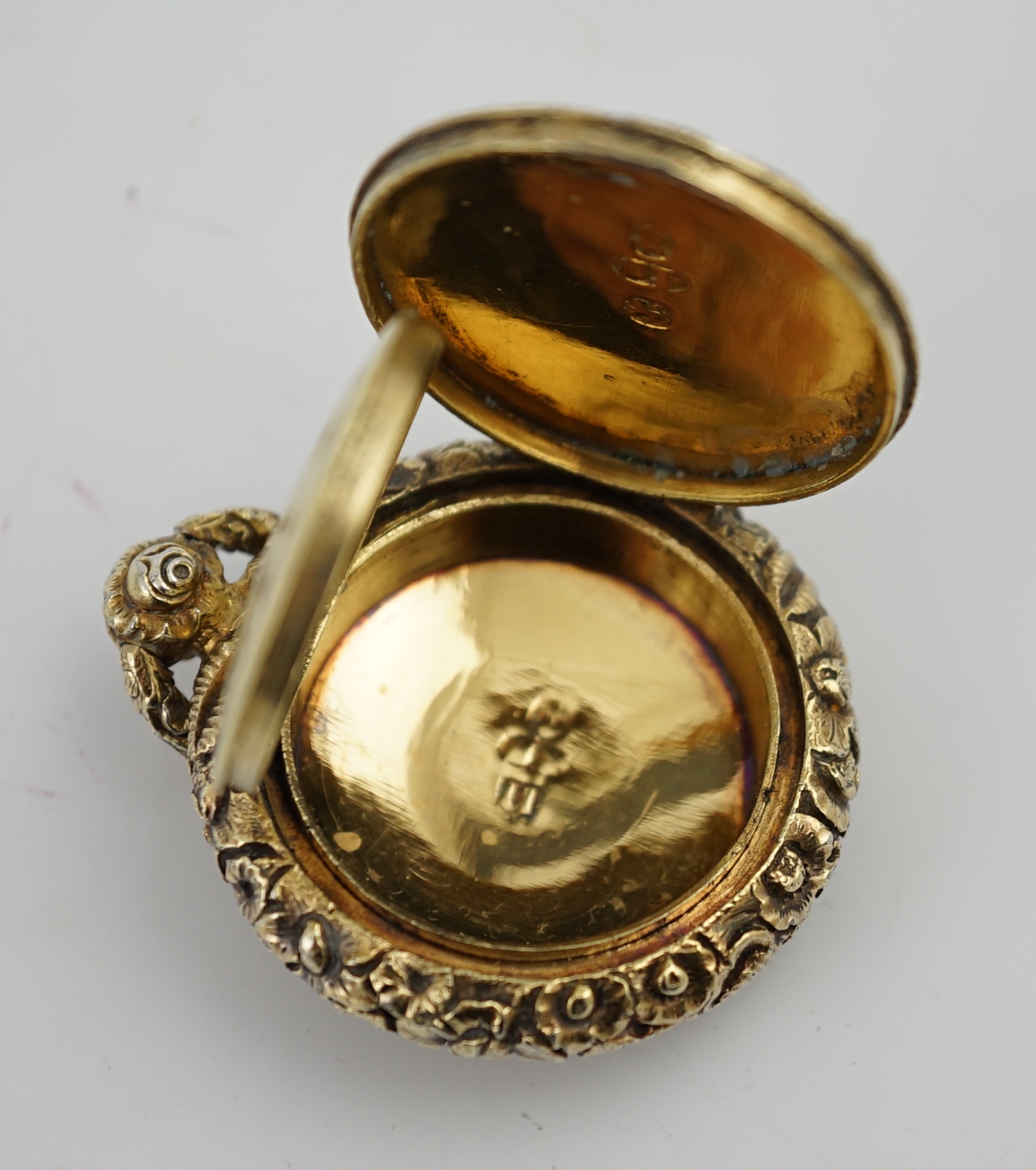 A late George III cast silver gilt novelty vinaigrette by Samuel Pemberton